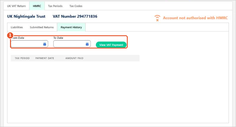 The Payment History tab